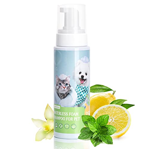 Nobleza Trocken-Schaum-Shampoo für Hunde und Katzen und Kaninchen,Geeignet für Haustiere mit geringem Widerstand,Shampoo-Mousse für Kätzchen und Welpen, Waschen ohne Wasser oder Ausspülen 250 ml von Nobleza