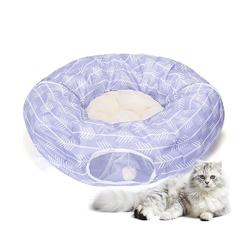 Nobleza Tunnel für Katzen, Katzenbett mit weicher zentraler Matte, faltbarer Tunnel mit Plüschspielzeug, abnehmbarer Katzentunnel für Kätzchen, Kaninchen Frettchen (90 x 25 cm) von Nobleza