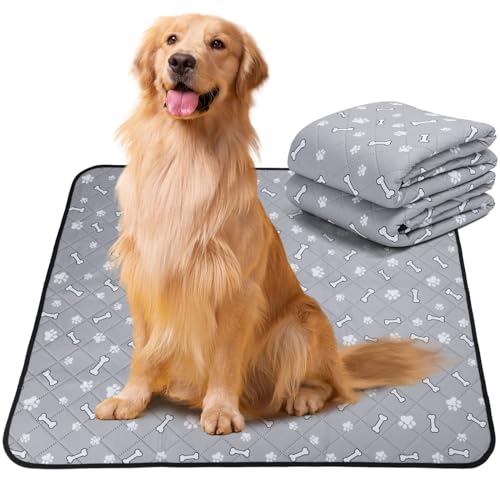 Nobleza Wiederverwendbare Welpenunterlagen, 2er Set Waschbar Haustier-Urinunterlage, 150 x 120 cm Schnell Absorbierend Trainingsunterlagen für Welpen, Alte, oder inkontinente Hunde, rutschfest von Nobleza