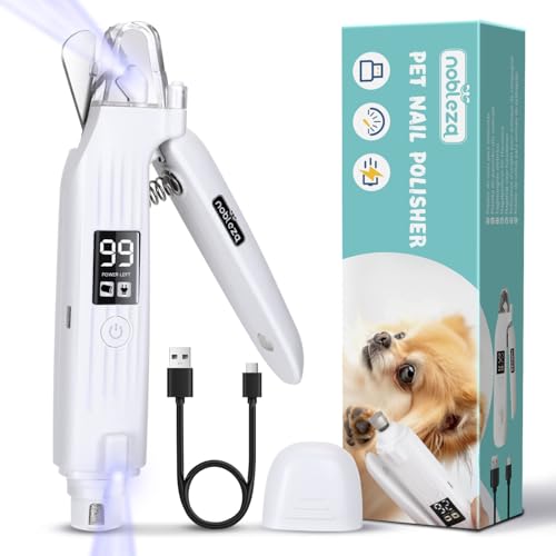 Nobleza krallenschleifer für Hunde und Katzen, Krallenschere 2 in 1 mit 2 LED-Leuchten, Elektrische Krallenschneider mit LED-Anzeige für Haustier, Nagelschere mit Schutzhülle für Mittlere Kleine Hunde von Nobleza