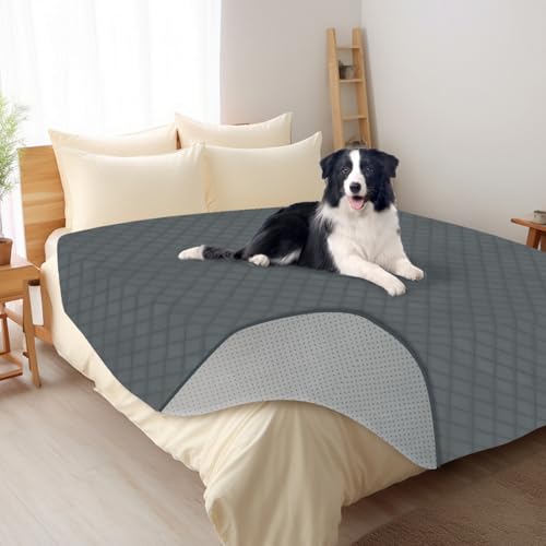 Nobleza wasserdichte Hundedecke, rutschfeste Hundematte als Schutz für Sofa & Bett, in der Waschmaschine waschbar, 208 * 208cm, Grau von Nobleza