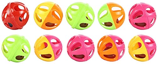 Nobranded Interaktives Katzenspielzeug Ball Spielzeug für Katzen Bunte Glocke Pounce Rassel Ball Spielzeug 10 Stück (zufällige Farben) von Nobranded