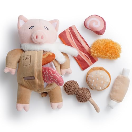 Nocciola 9-in-1-Schweine-Hundespielzeug: Lustiges, quietschendes Plüsch-Kauspielzeug für kleine und mittelgroße Rassen, Plüsch-Puzzle-Training, Haustierspielzeug, Verstecken und Suchen geistige von Nocciola