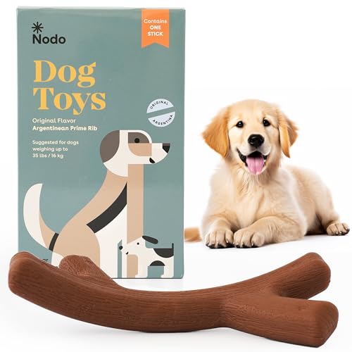 Nodo Argentinisches Kauspielzeug für Hunde mit Rippgeschmack, langlebiges Kauspielzeug für Welpen, unzerstörbares thermoplastisches Gummi, geeignet für große und kleine Rassen, perfekt für drinnen und von Nodo