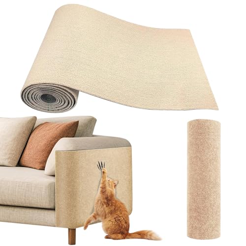 200cmx40cm Kratzmatte Selbstklebend Katzen,DIY Kratzmatte Katze,Kratzschutz Sofa Katze,Kratzteppich Katze,Kratzbretter Katze,für Schützt Teppiche Sofa Möbelschutz,Kratzwand für Katzen(Khaki) von Nokwocy