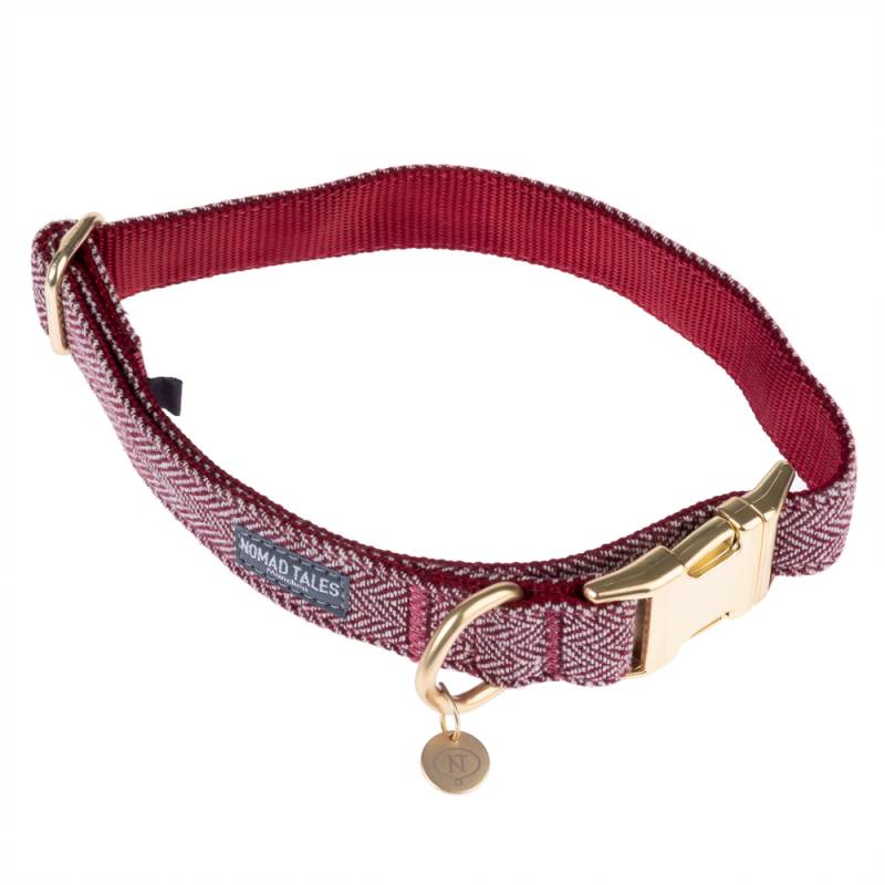 Nomad Tales Calma Halsband, burgundy - Größe  S: 30 - 46 cm Halsumfang, 15 mm breit von Nomad Tales