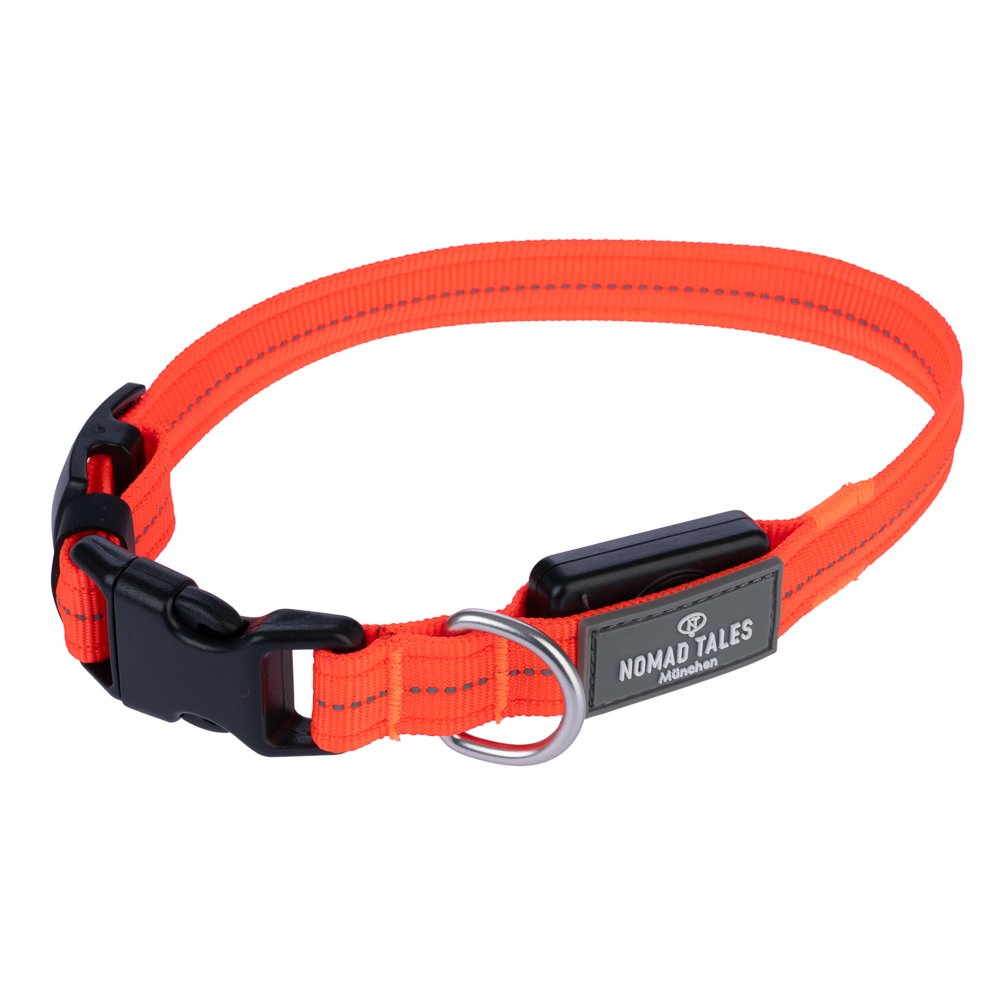 Nomad Tales Spirit USB LED Nylonhalsband, orange - Größe L: Halsumfang 45-65 cm von Nomad Tales