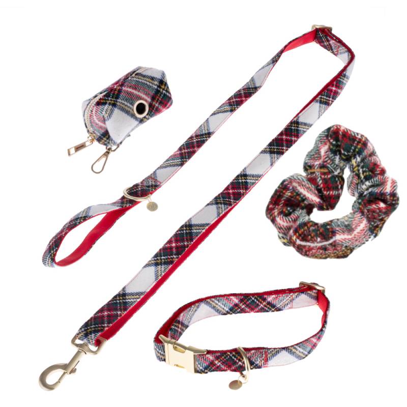 Nomad Tales Tartan: Halsband, Leine, Kotbeutelspender, Scrunchie - Halsband L + Leine + Kotbeutelspender + Scrunchie von Nomad Tales