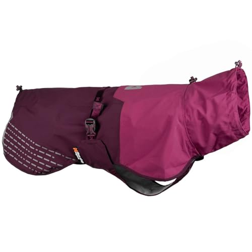 Non-stop dogwear Fjord Raincoat, wasserdichter Regenmantel für Hunde, verstellbar und atmungsaktiv mit Reflektstreifen, Leinenöffnungen und Beinschlaufen, Lila für mittlere und große Hunde (Lila, 65) von Non-stop dogwear