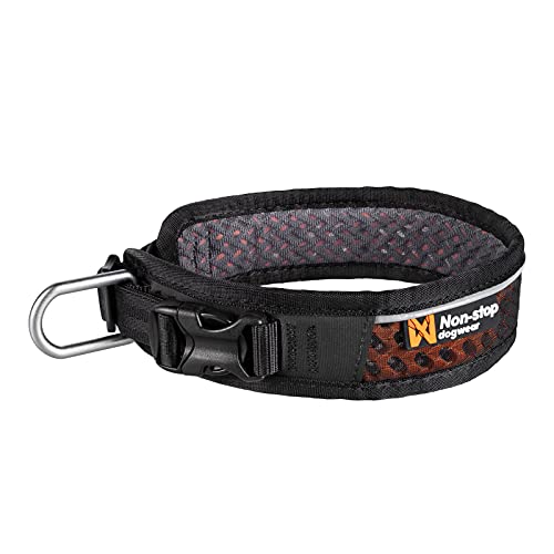 Non-stop dogwear Rock Collar Adjustable |3446| Verstellbares Funktionshalsband, Größe:L, für große Hunde, Schwarz / Orange, Nylon oder Leder von Non-stop dogwear