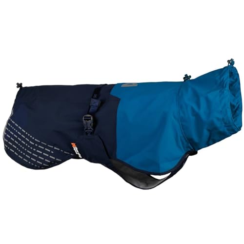 Non-stop dogwear Fjord Raincoat, wasserdichter Regenmantel für Hunde, verstellbar und atmungsaktiv mit Reflektstreifen, Leinenöffnungen und Beinschlaufen, Blau für mittlere Hunde (Blau, 60) von Non-stop dogwear