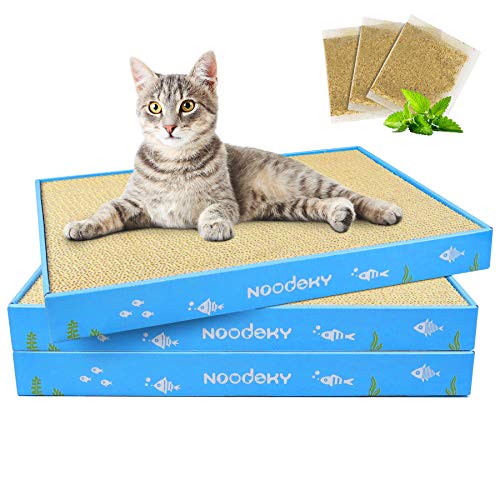 Noodoky Kratzpads für Katzen, doppelseitig, gewellt, horizontal, 3 Stück von Noodoky