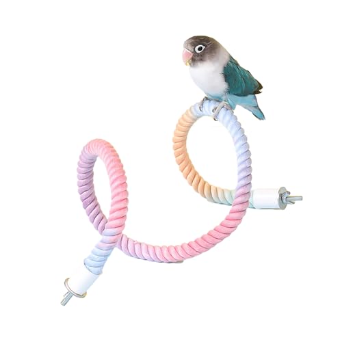 Bunte Vogelseil-Sitzstange für Vogelkäfige, biegbares Kletterseil, Käfigzubehör, Spielzeug für Nymphensittiche, Sittiche, Bungir, Zuckergleiter (80 cm) von Nopikku