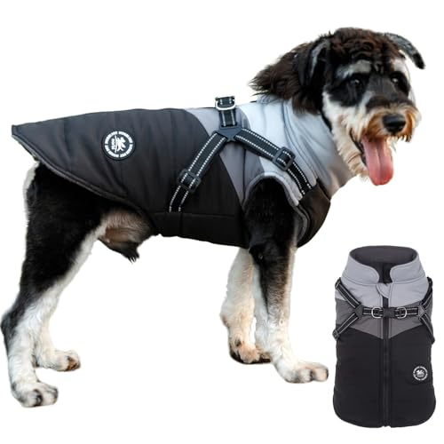 Norbi Haustier Warme Jacke Kleine Hunde Weste Geschirr Welpen Winter 2 in 1 Outfit Kaltwettermantel (X-Small, Schwarz-A) von Norbi