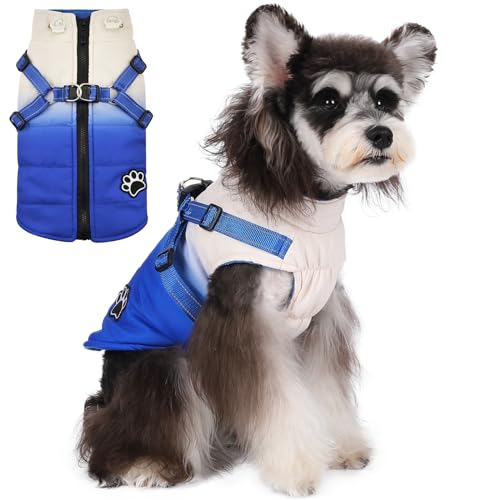 Norbi Hund Wintermantel, Gradient Hundemantel mit Geschirr Reflektierende Verstellbare Träger Warme Hundemäntel, Stilvolle Hundejacke Weste für kleine mittelgroße Hunde (Medium, Gradient Blue) von Norbi