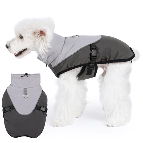 Norbi Hunde-Wintermantel, verstellbare Hundemäntel mit D-Ringen, reflektierender Rollkragen, warmer Hundemantel, winddichte Hundejacke, Weste, kaltes Wetter, Mäntel für kleine, mittelgroße Hunde von Norbi