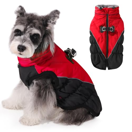 Norbi Hunde-Wintermantel, warm, reflektierend, winddicht, Hundemantel mit Geschirr, Winter-Hundejacke, gemütlicher Rollkragen, kaltes Wetter von Norbi