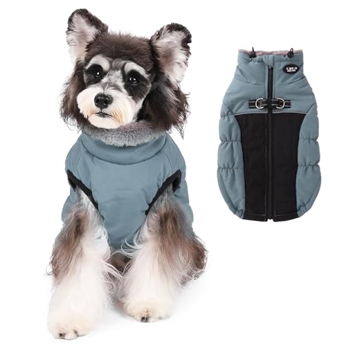 Norbi Hunde-Wintermantel, warmer Hundemantel, reflektierend, wasserdicht, Rollkragen, gemütliche Hundejacke (Größe L, Blau) von Norbi