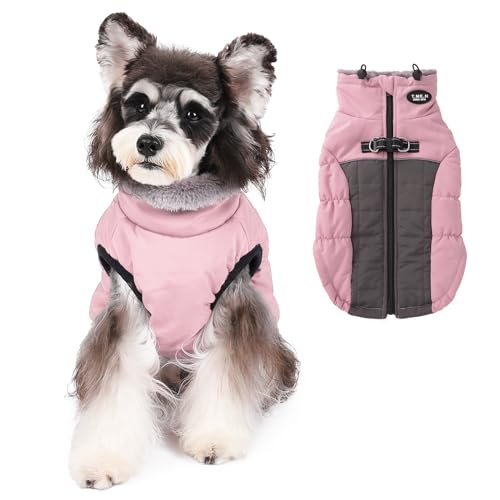 Norbi Hunde-Wintermantel, warmer Hundemantel, reflektierend, wasserdicht, Rollkragen, gemütliche Hundejacke (Größe L, Rosa) von Norbi