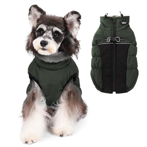 Norbi Hunde-Wintermantel, warmer Hundemantel, reflektierend, wasserdicht, Rollkragen, gemütliche Hundejacke (Größe M, Armeegrün) von Norbi