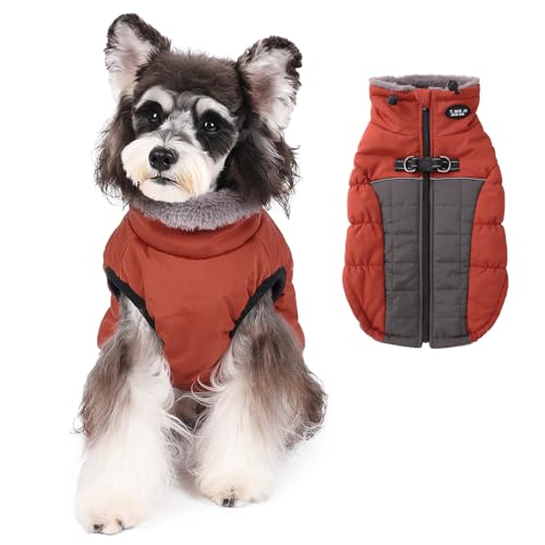 Norbi Hunde-Wintermantel, warmer Hundemantel, reflektierend, wasserdicht, Rollkragen, gemütliche Hundejacke (Größe S, Ziegelrot) von Norbi