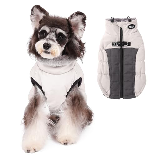 Norbi Hunde-Wintermantel, warmer Hundemantel, reflektierend, wasserdicht, Rollkragen, gemütliche Hundejacke (Größe XL, Beige) von Norbi