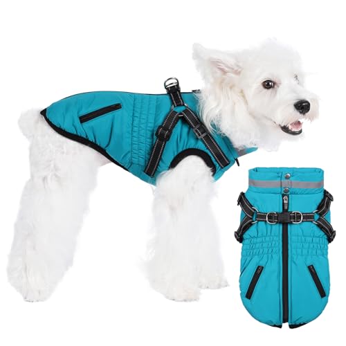 Norbi Hundemäntel mit Geschirr, warmer Hundemantel, reflektierend, Winter-Hundemäntel für kleine Hunde, verstellbare Hundejacke, Weste, kaltes Wetter, Mäntel für kleine, mittelgroße Hunde von Norbi