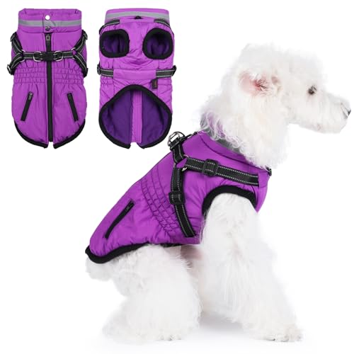 Norbi Hundemäntel mit Geschirr, warmer Hundemantel, reflektierend, Winter-Hundemäntel für kleine Hunde, verstellbare Hundejacke, Weste, kaltes Wetter, Mäntel für kleine, mittelgroße Hunde von Norbi