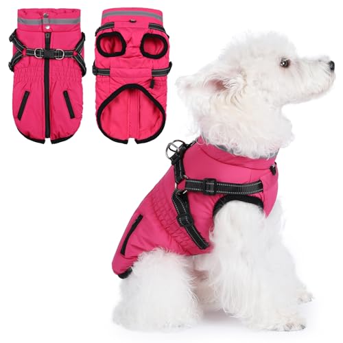 Norbi Hundemäntel mit Geschirr, warmer Hundemantel, reflektierend, Winter-Hundemäntel für kleine Hunde, verstellbare Hundejacke, Weste, kaltes Wetter, Mäntel für kleine, mittelgroße Hunde von Norbi