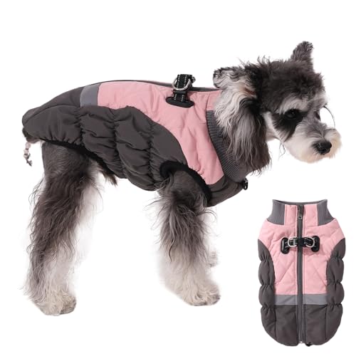 Norbi Warmer Hundemantel, Hunde-Wintermantel mit integriertem Geschirr, reflektierend, verstellbar, für kleine Hunde, warme Hundejacke, winddicht für kleine und mittelgroße Hunde von Norbi