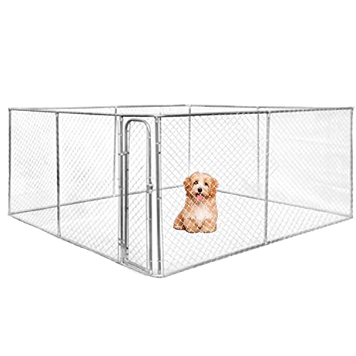 Nordic ProStore 4 x 4 m Hundezwinger - Welpen Zwinger Hund Mit Dach - Zwinger Für Hunde Draußen ohne - Verzinktem Stahlkettenglied Hundekäfig Metall – UV, Witterungsbeständig Kennel Für Hunde von Nordic ProStore