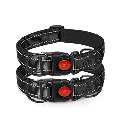 Nordkawa Reflektierendes Hundehalsband, verstellbar, taktisches Hundehalsband, weiches Neopren, gepolstert, atmungsaktiv, Nylon, für mittelgroße und große Hunde (schwarz) von Nordkawa