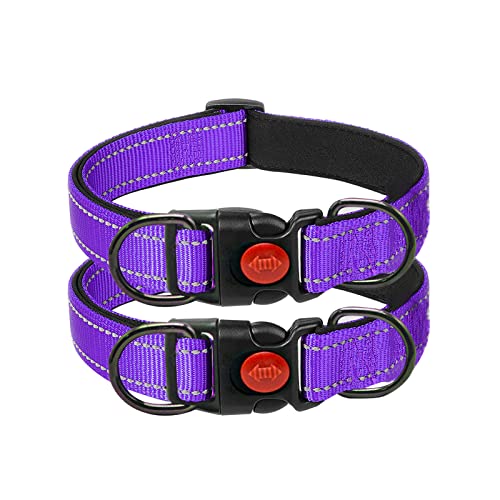 Nordkawa Reflektierendes Hundehalsband Verstellbares Taktisches Hundehalsband Weiches Neopren Gepolstertes Atmungsaktives Nylon Haustier Halsband für Mittelgroße Hunde (Lila) von Nordkawa