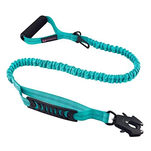 Taktische Hundeleine ohne Ziehen für Stoßdämpfung mit drehbarem Froschclip, elastische Bungee-Hundeleine mit 2 Kontrollgriffen, reflektierend, stoßdämpfend, Trainingsleine für große Hunde (Cyan) von Nordkawa