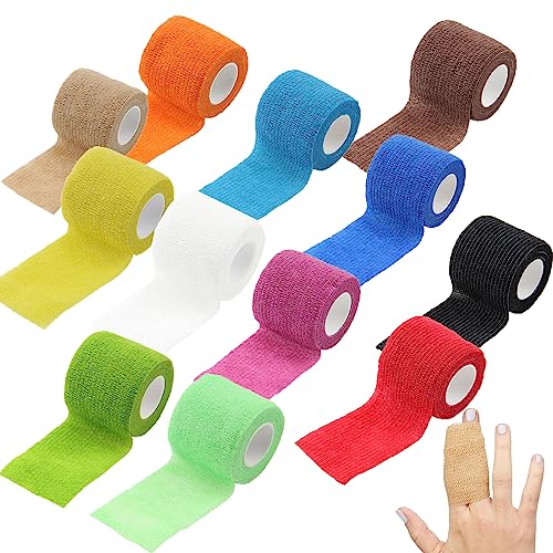 Norhogo 12 Rollen Kohäsive Bandage, Elastische Atmungsaktive Fixierbandage, für Handgelenk Knöchel Verstauchungen und Schwellungen, für Mensch, Tier und Sport, 5 cm x 4,5 m von Norhogo