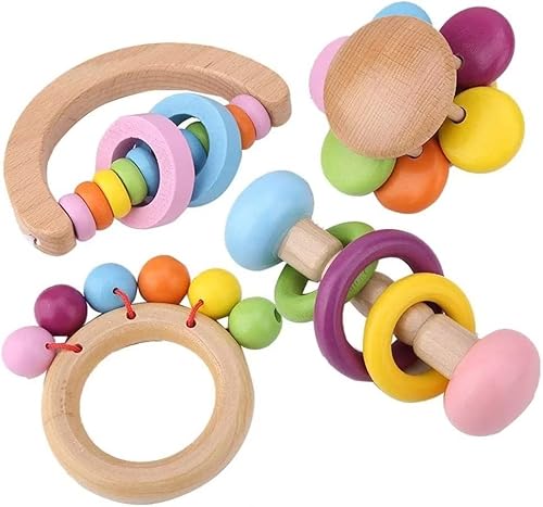 Norhogo 4PCS Papageienspielzeug Vogel Kauspielzeug Papageienspielzeug, Holzspielzeug, hängen Holzspielzeug Papagei Spielen Spielzeug Set für Vogelhunde Haustiere von Norhogo