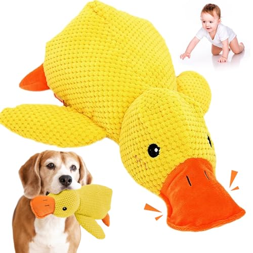 Norhogo Antistress Ente Hund, süßes quietschendes Hundespielzeug, Langlebiges Plüsch-Kauspielzeug, Ente hundespielzeug, Anti Stress Ente für Hund ruhig und ausgeglichen Antistress Ente, Gelb, M von Norhogo