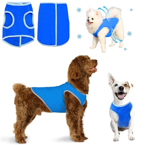 Norhogo Atmungsaktive Netz-Eisweste, Hunde-Kühljacke, Hundekühlweste, atmungsaktive Hundekühlweste mit Klettverschluss, Hundekühljacke für Outdoor-Wandertraining (Blau, M) von Norhogo