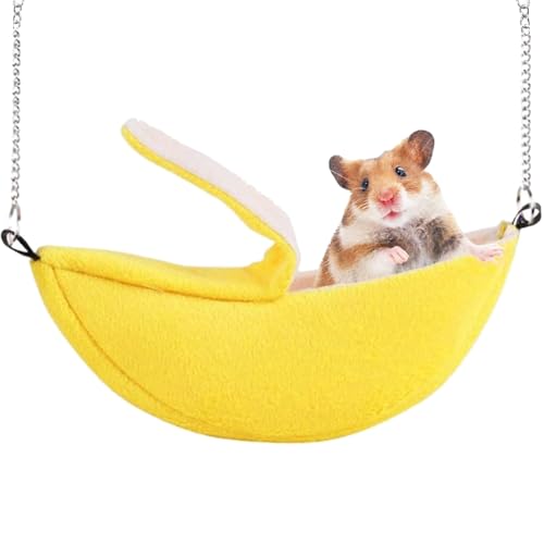 Norhogo Banana Typ Hamster Hängematte Warmes Haus Käfig Hängematte für Kleine für Kleine Tiere Warm Plüsch Kuschelhöhle Hängebett Käfig Schlaf Nest für Ratte Frettchen Chinchillas Rennmäuse, Gelb von Norhogo