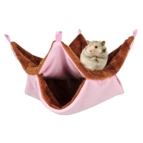 Norhogo Hängematte Für Haustierkäfige, Hamster Eichhörnchen, Kleintier Hängematte Warm Plüsch Schaukel, Doppelschicht-Haustier-hängende Bett-Haustier-Decke für Hamster Spielen Und Schlafen (Rosa) von Norhogo