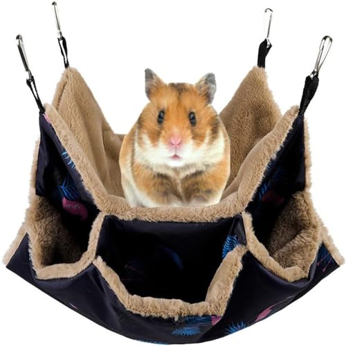 Norhogo Hängematte Für Kleintiere, Doppelschicht Haustierkäfig Hängematten Schläfer Hängematte Haustiere Käfig Hängematte, für Hamster, Frettchen, Papageien, Meerschweinchen, Käfigzubehör (marineblau) von Norhogo