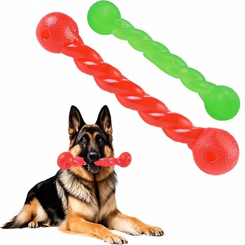 Norhogo Hundespielzeug für Zähne, Gummi Spirale Kauknochen Ungiftig, 2 Pieces Gummispirale Kauknochen, für große kleine Hunde, reinigt die Zähne und massiert das Zahnfleisch Red/Green von Norhogo