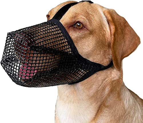 Norhogo Maulkorb für Hunde mit abgerundetem Mesh, atmungsaktiver Maulkorb, Für Kleine Mittelgroße und Große Hunde Verstellbare Fressschutz Hund ​Beißen und Kauen (L) von Norhogo