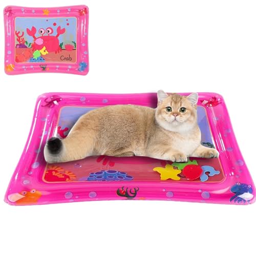 Norhogo Wasserspielmatte für Haustiere, Wasser-Matte Kat-ze, Sommerliche Verdickte Spielwasser-Sensormatte Wassersensorische Spielmatte, für Kleine Hunde Und KatzenWater Sensory Play Mat Cat Rosa von Norhogo