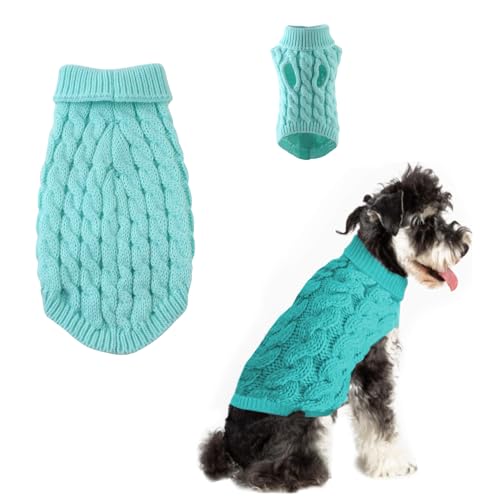 Norhogo Winter Haustier Kleidung Hund Pullover Kleidung, Hund Sweater Weste Haustier Weich Bequem Rollkragen Gestrickte Welpen Kleidung, für Kleine Mittlere Große Hund Welpen Katze (S, Blau) von Norhogo