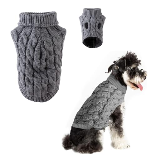 Norhogo Winter Haustier Kleidung Hund Pullover Kleidung, Hund Sweater Weste Haustier Weiche Bequeme Rollkragen Gestrickte Welpen Kleidung, für Kleine Mittlere Große Hund Welpen Katze (M, Grau) von Norhogo