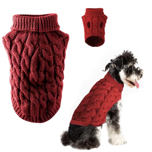 Norhogo Winter Haustier Kleidung Hund Pullover Kleidung, Hund Sweater Weste Haustier Weiche Bequeme Rollkragen Gestrickte Welpenkleider, für Kleine Mittlere Große Hund Welpen Katze (S, Rot) von Norhogo