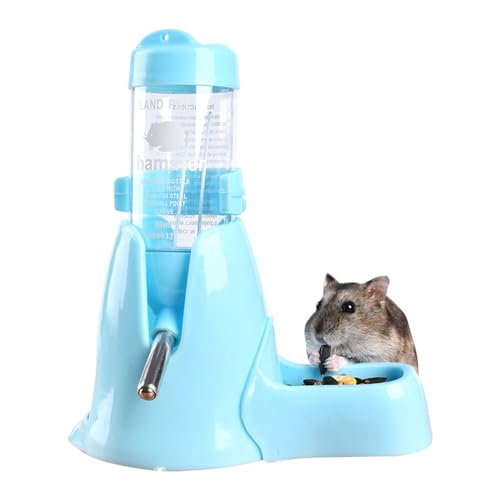 Norhogo trinkflasche hamster, Hamster Wasserflasche Futterautomat mit Ständer 80ml Wasser- und Futterspender, hamster tränke für Kleintiere, Meerschweinchen, Kaninchen, Zwerge, Gerbil, Chinchilla, Bla von Norhogo