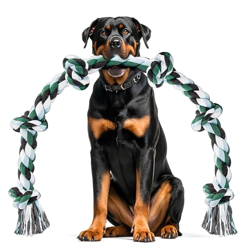 Ycozy XXL Hundespielzeug Seil Unzerstörbar 100cm/6 Knoten Interaktives Spielzeug Hundeseil Robust für Großes Hunde Aggressive Kauen von Ycozy