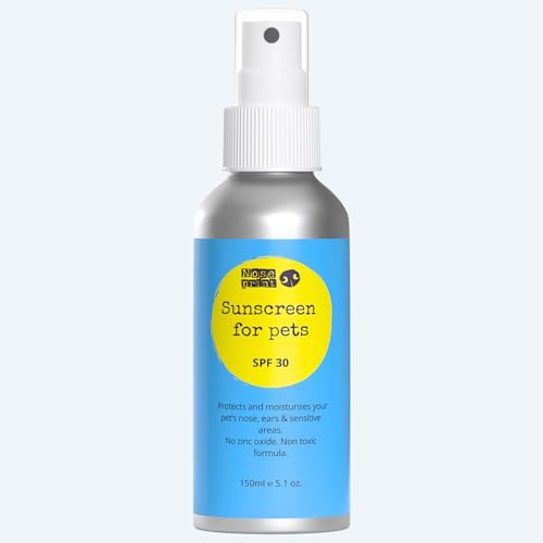 Noseprint LSF 30 Pet Sunscreen Lotion Flasche Sonnenschutz für Haustiere 150 ml | Feuchtigkeitsspendender Sonnenschutz für Hunde und Katze Ungiftige Formel Hundenase | Hundepfotenbalsam Sonnencreme von Noseprint